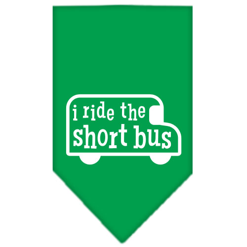 I ride the short bus Screen Print Bandana Emerald Green Large